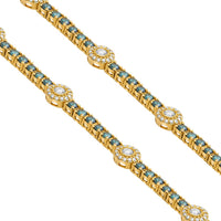Thumbnail for Royal Blue Diamond Tennis Chain in 14k Yellow Gold 27.7 CTW