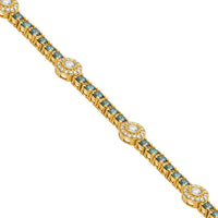 Thumbnail for Royal Blue Diamond Tennis Chain in 14k Yellow Gold 27.7 CTW