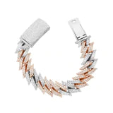 Two Tone Spike Cuban Bracelet 12.53 CTW