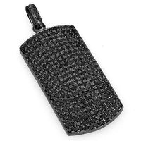 10K Solid Gold Black Rhodium Plated Men's Lab Diamond Dog Tag