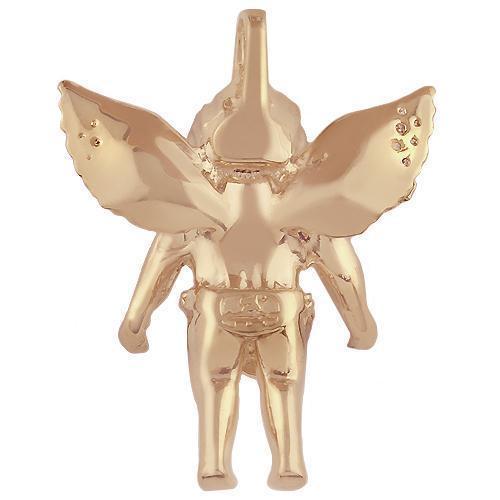 Yellow 10K Solid Rose Gold Diamond Angel Pendant 0.90 Ctw