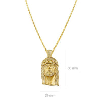 Thumbnail for Yellow 10K Solid Yellow Gold Mens Jesus Head Pendant With Round Cut Diamonds 3.11 Ctw