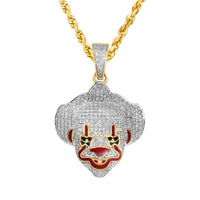 Thumbnail for Yellow and White 10K Two Tone Gold Diamond Pennywise Clown Mask Pendant 0.84 Ctw