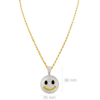 Thumbnail for White, Yellow 10k Two Tone Gold Diamond Smile Face Emoji Pendant 0.75 Ctw