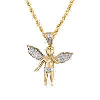 Thumbnail for White, Yellow 10k Yellow Gold Angel Pendant 0.25 Ctw