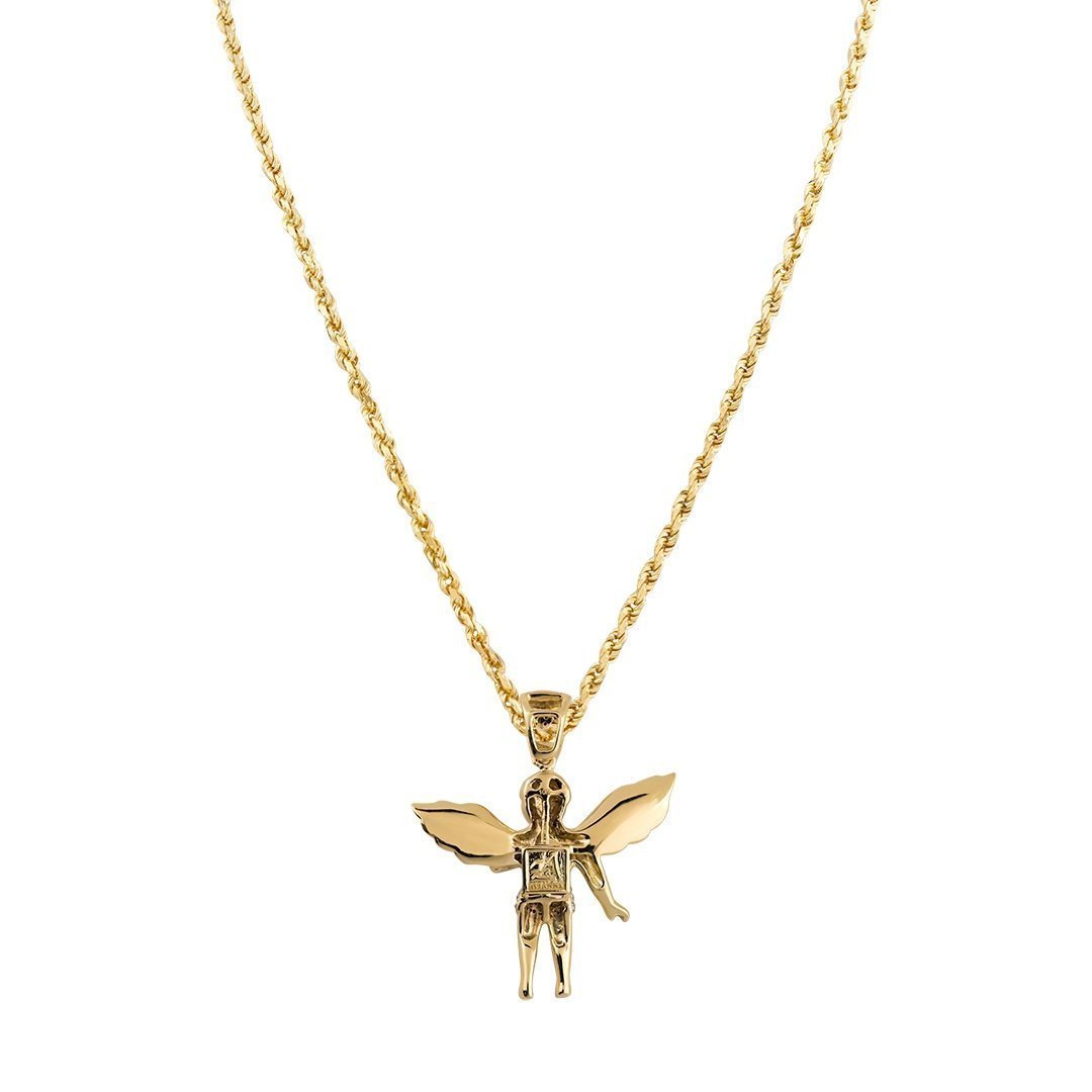 White, Yellow 10k Yellow Gold Angel Pendant 0.25 Ctw