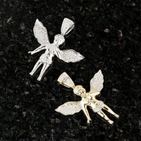 Thumbnail for White, Yellow 10k Yellow Gold Angel Pendant 0.25 Ctw