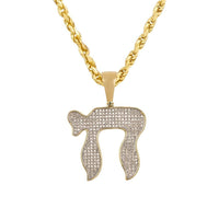 Thumbnail for Yellow 10k Yellow Gold Diamond Chai Pendant 0.60 Ctw