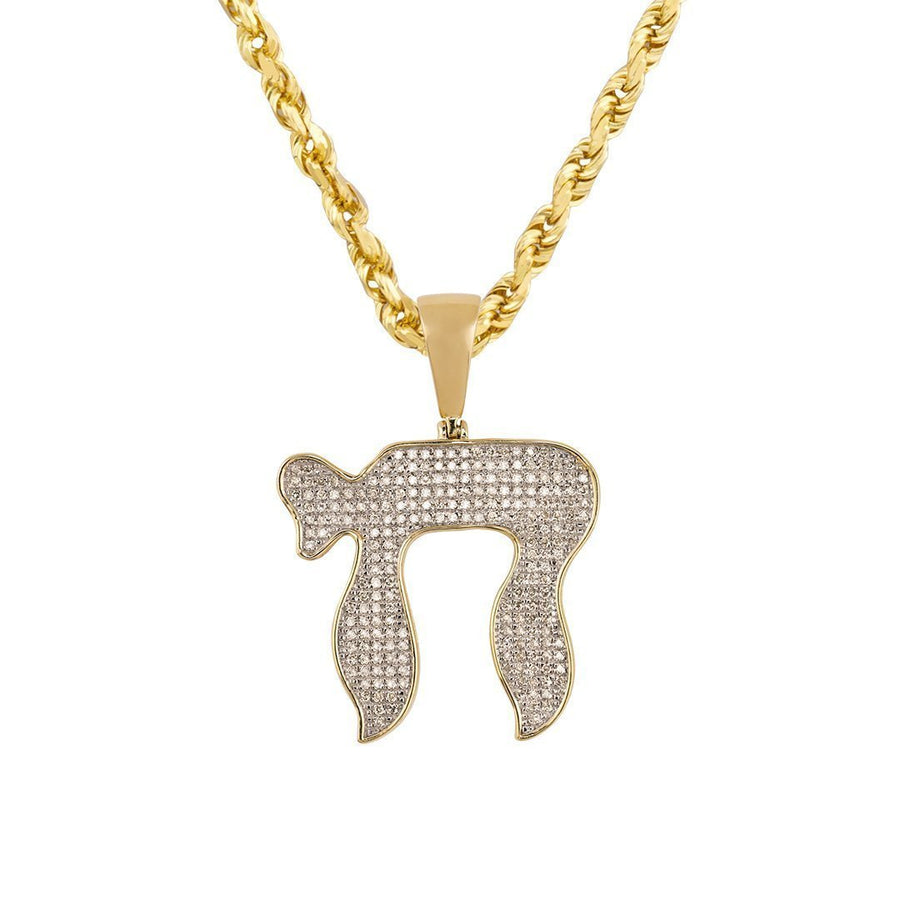 Yellow 10k Yellow Gold Diamond Chai Pendant 0.60 Ctw