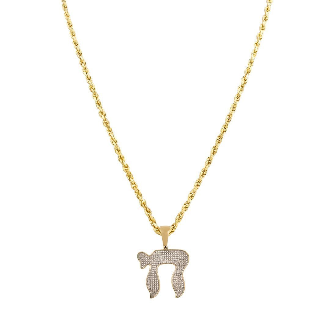 Yellow 10k Yellow Gold Diamond Chai Pendant 0.60 Ctw