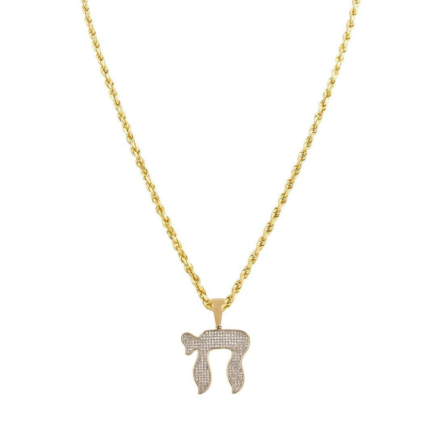 Yellow 10k Yellow Gold Diamond Chai Pendant 0.60 Ctw