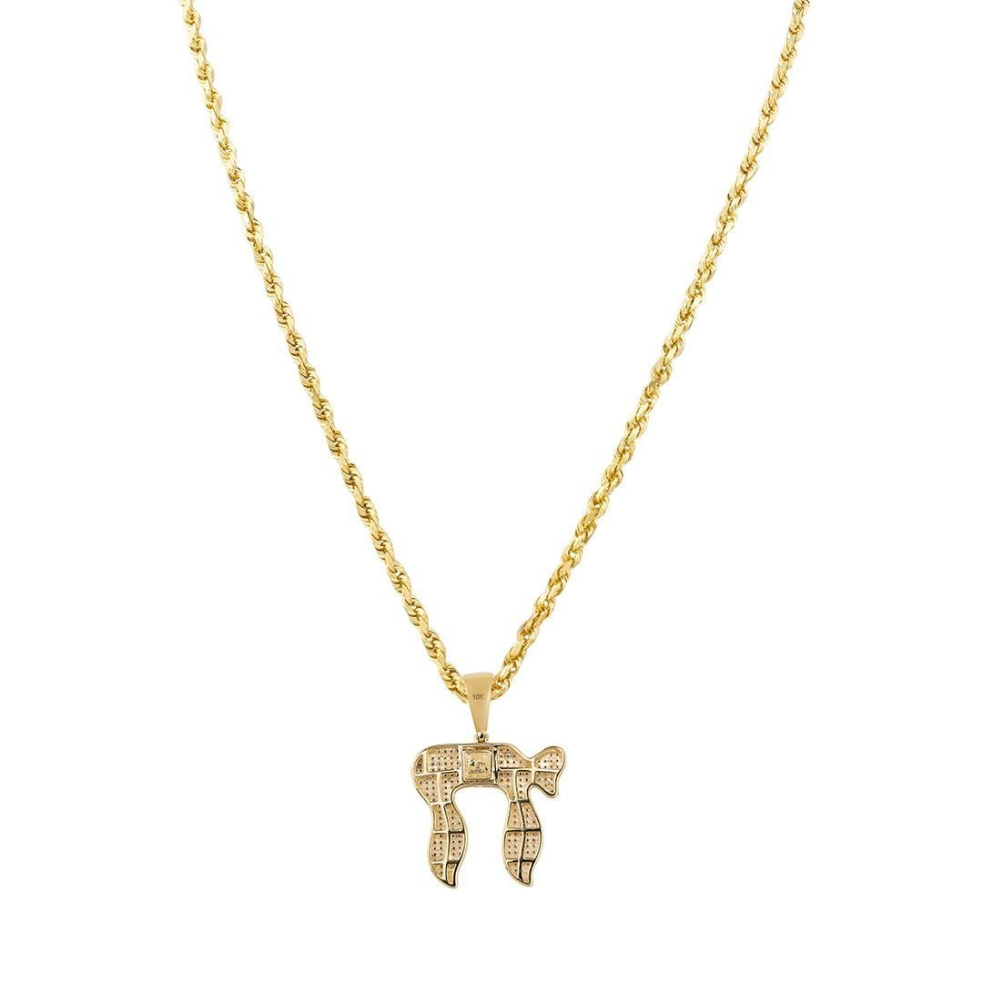 Yellow 10k Yellow Gold Diamond Chai Pendant 0.60 Ctw