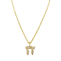 Thumbnail for Yellow 10k Yellow Gold Diamond Chai Pendant 0.60 Ctw