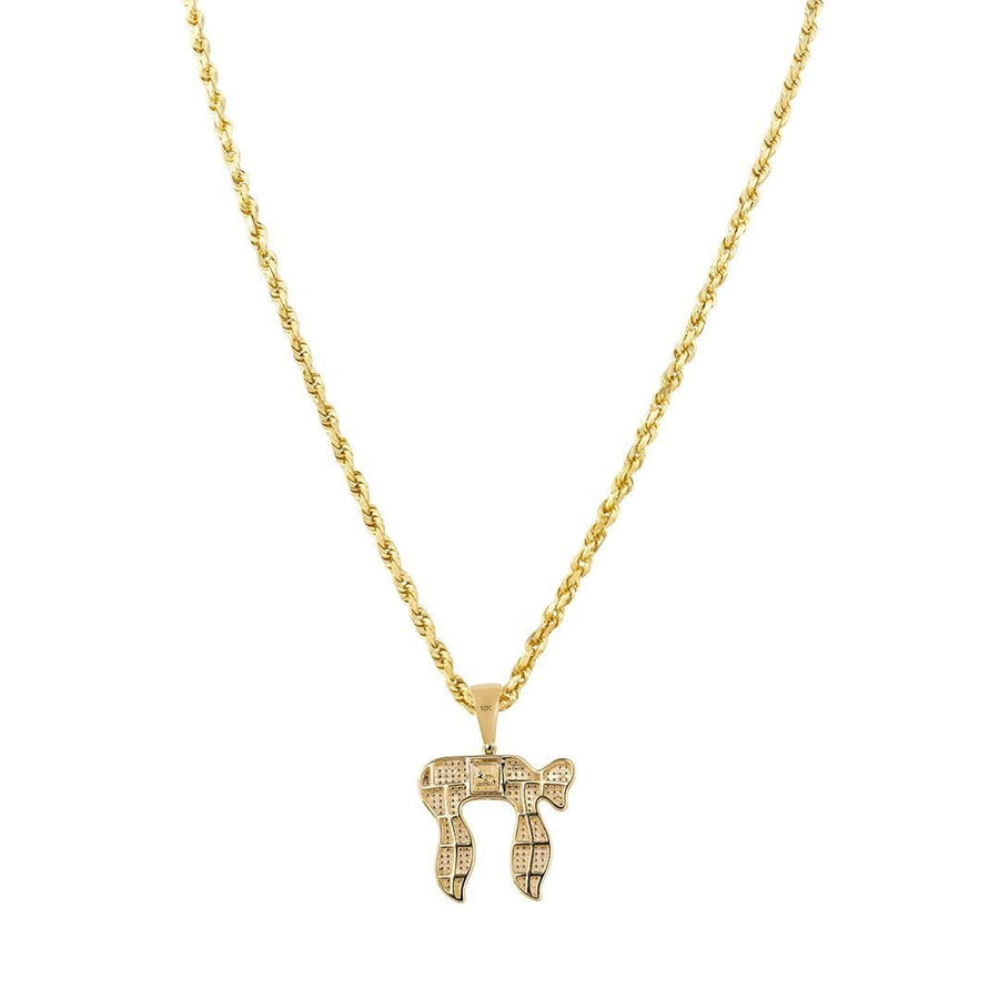 Yellow 10k Yellow Gold Diamond Chai Pendant 0.60 Ctw