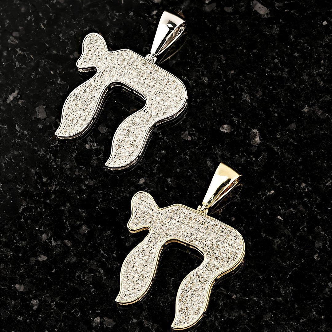 10K Yellow Gold Diamond Chai Pendant 0.60 CTW
