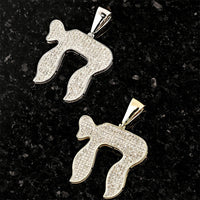 Thumbnail for Yellow 10k Yellow Gold Diamond Chai Pendant 0.60 Ctw