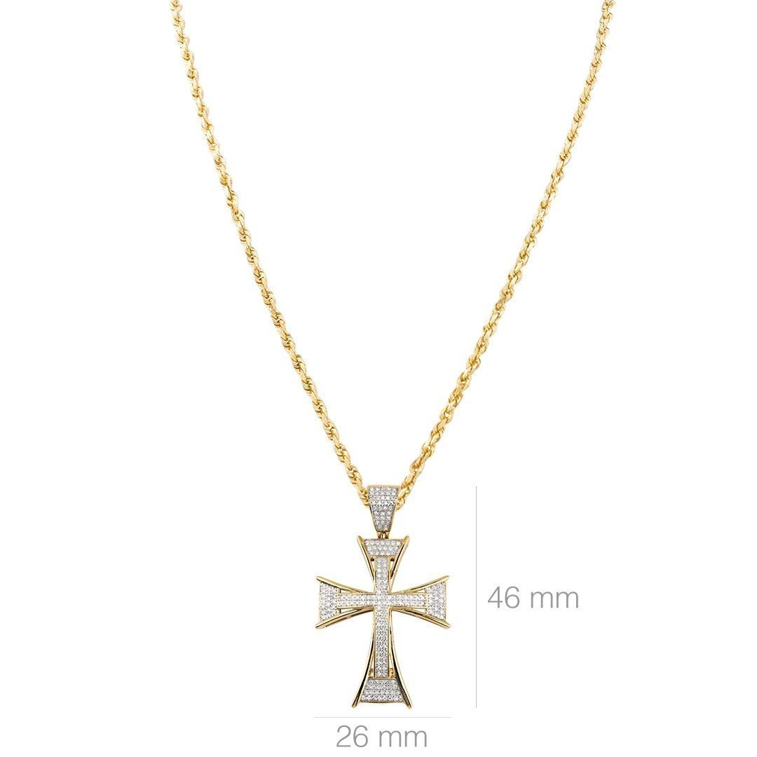 10K Yellow Gold Diamond Cross Pendant 0.59 Ctw