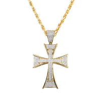 Thumbnail for 10K Yellow Gold Diamond Cross Pendant 0.59 Ctw