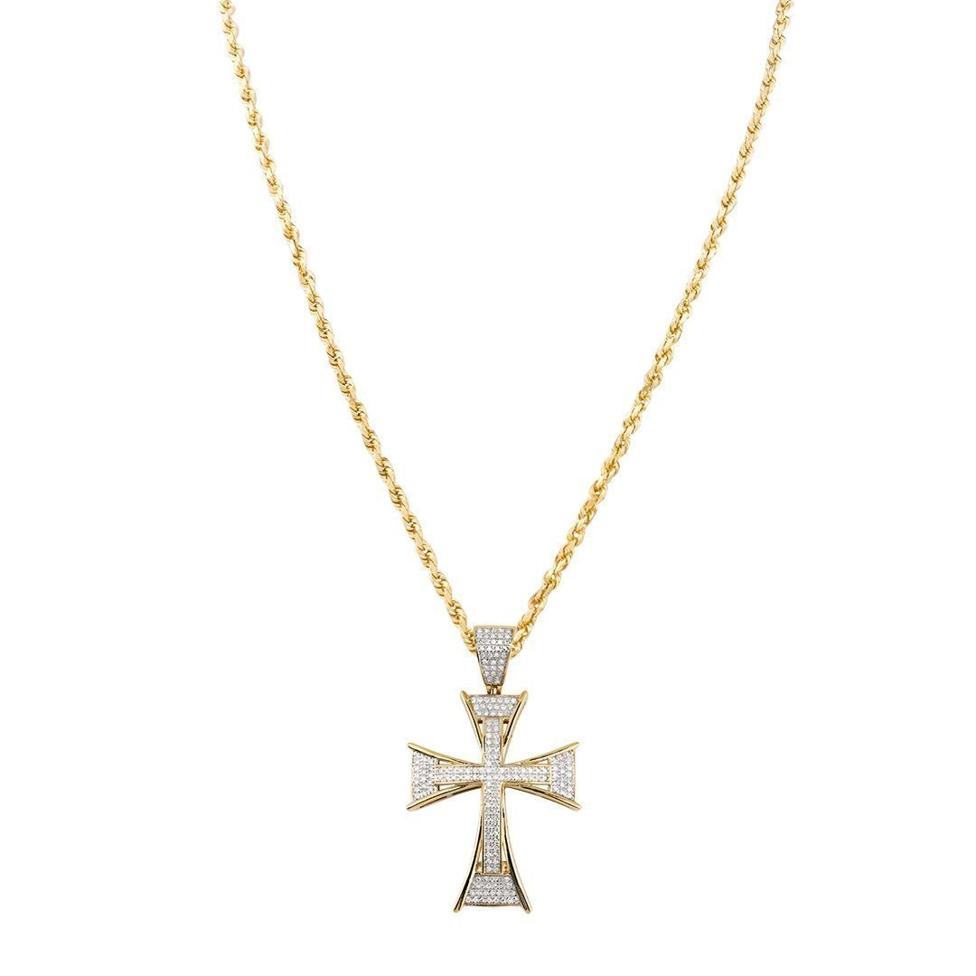 10K Yellow Gold Diamond Cross Pendant 0.59 Ctw