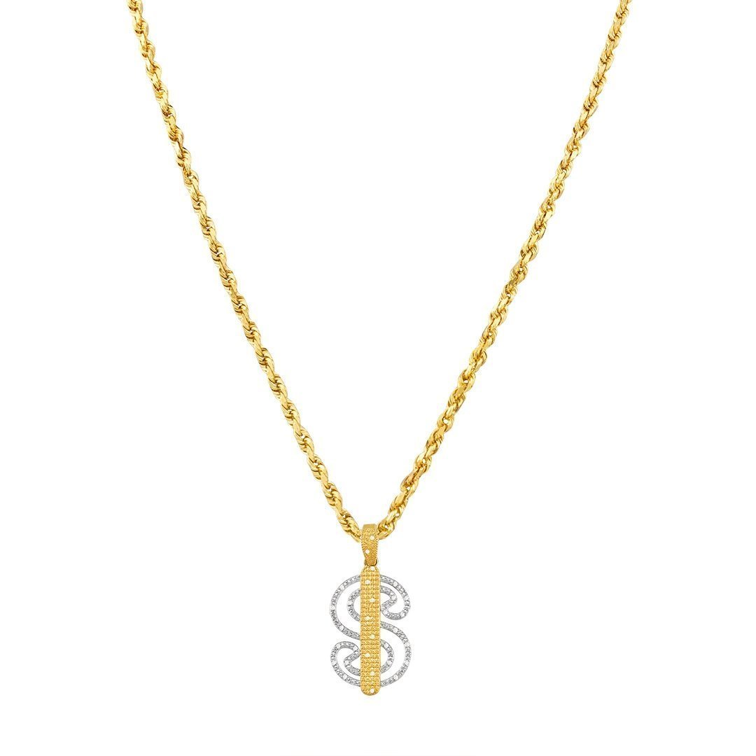 Yellow 10k Yellow Gold Diamond Dollar Sign Pendant 0.25 Ctw