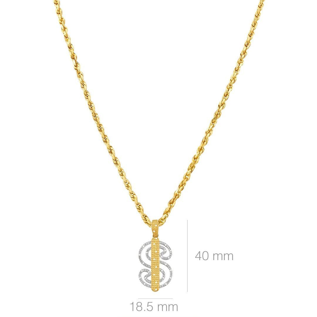 Yellow 10k Yellow Gold Diamond Dollar Sign Pendant 0.25 Ctw