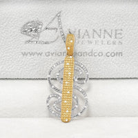 Thumbnail for Yellow 10k Yellow Gold Diamond Dollar Sign Pendant 0.25 Ctw