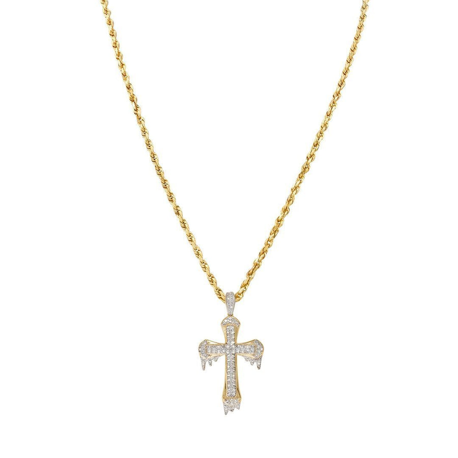 Yellow 10k Yellow Gold Diamond Drip Cross Pendant 0.15 Ctw