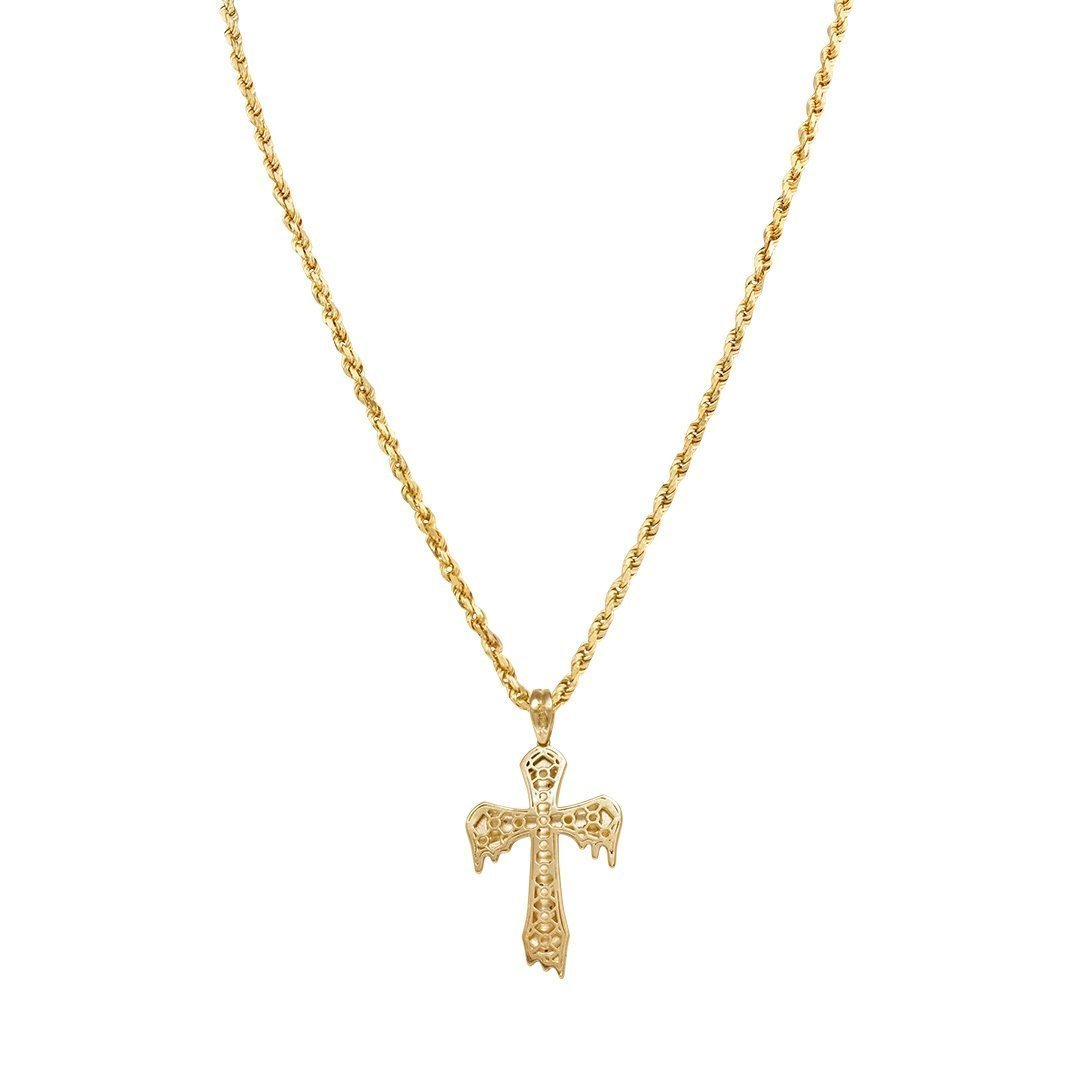 Yellow 10k Yellow Gold Diamond Drip Cross Pendant 0.15 Ctw