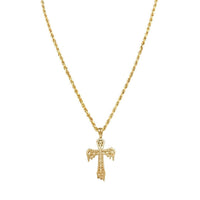 Thumbnail for Yellow 10k Yellow Gold Diamond Drip Cross Pendant 0.15 Ctw