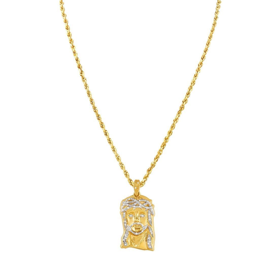 Yellow 10k Yellow Gold Diamond Jesus Head Pendant 0.25 Ctw