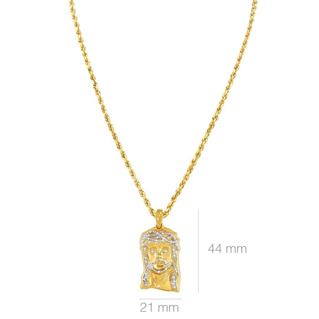 Yellow 10k Yellow Gold Diamond Jesus Head Pendant 0.25 Ctw