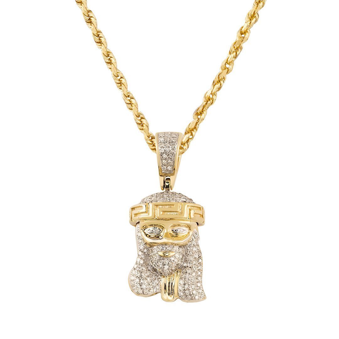 Yellow 10k Yellow Gold Diamond Jesus Head Pendant 0.30 Ctw