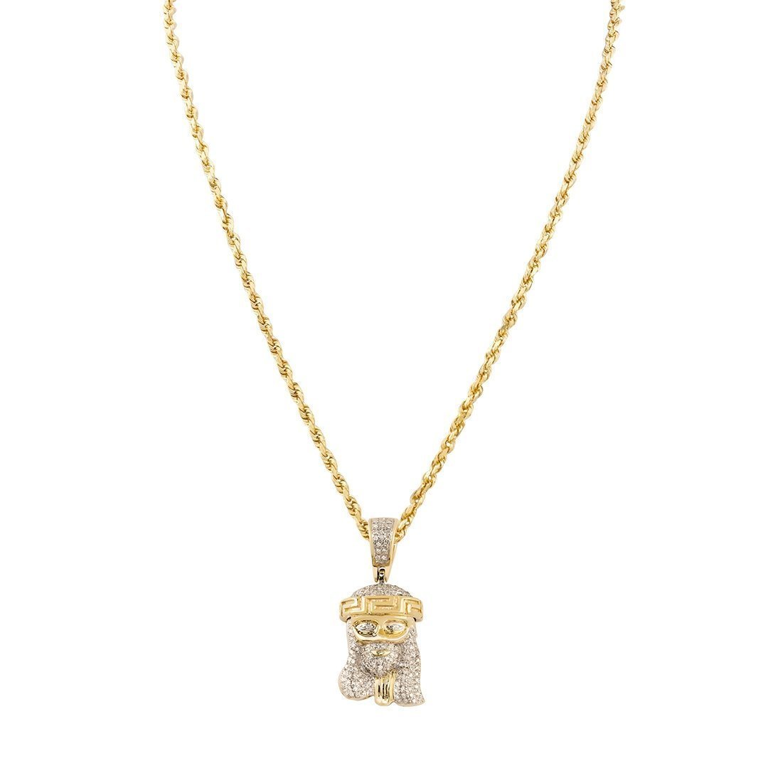 Yellow 10k Yellow Gold Diamond Jesus Head Pendant 0.30 Ctw