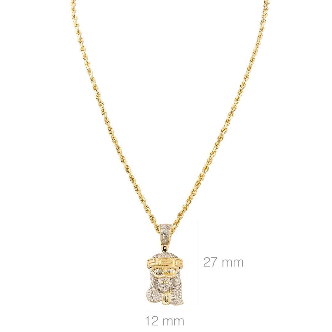 Yellow 10k Yellow Gold Diamond Jesus Head Pendant 0.30 Ctw