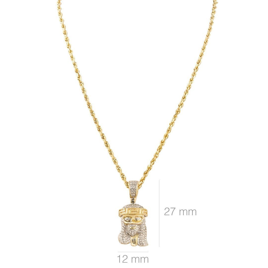 Yellow 10k Yellow Gold Diamond Jesus Head Pendant 0.30 Ctw