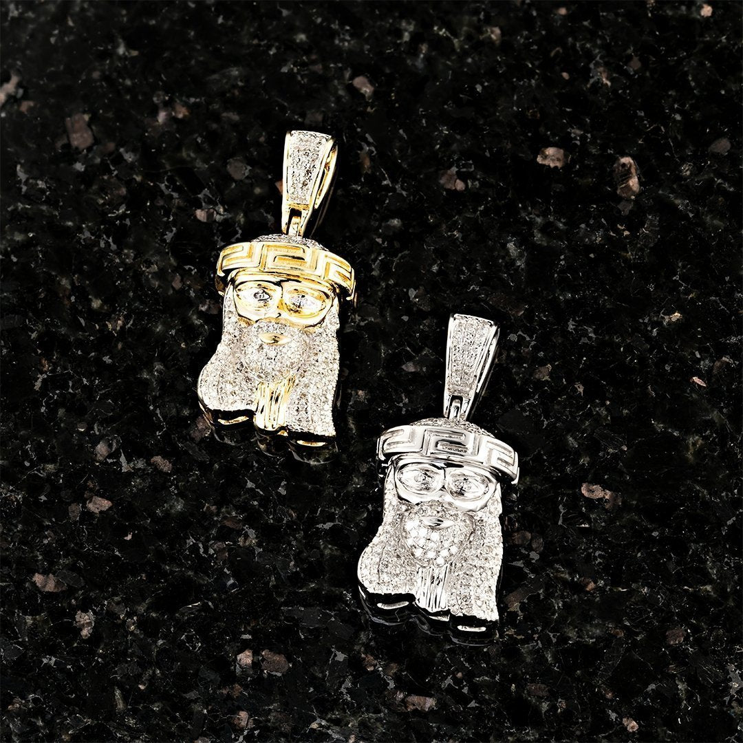 Yellow 10k Yellow Gold Diamond Jesus Head Pendant 0.30 Ctw