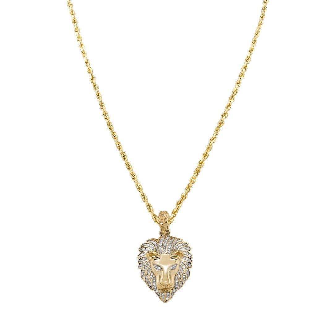 10k Yellow Gold Diamond Lion Pendant 0.35 Ctw