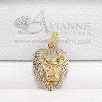 Thumbnail for 10k Yellow Gold Diamond Lion Pendant 0.35 Ctw