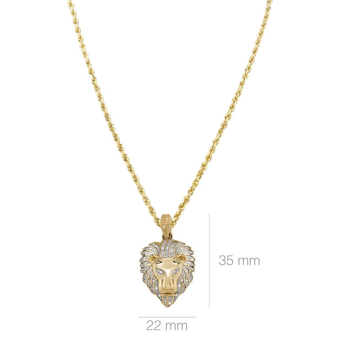 10k Yellow Gold Diamond Lion Pendant 0.35 Ctw