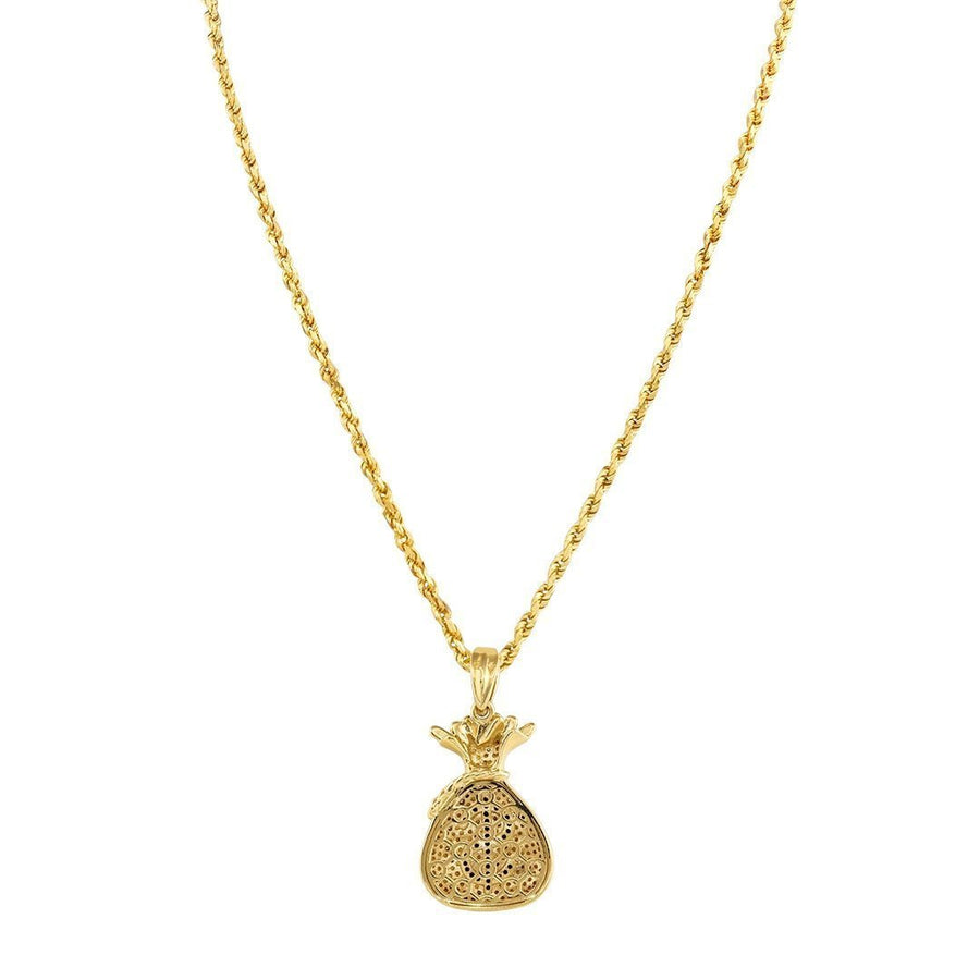 Yellow 10k Yellow Gold Diamond Money Bag Pendant 0.35 Ctw