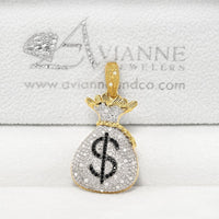 Thumbnail for Yellow 10k Yellow Gold Diamond Money Bag Pendant 0.35 Ctw