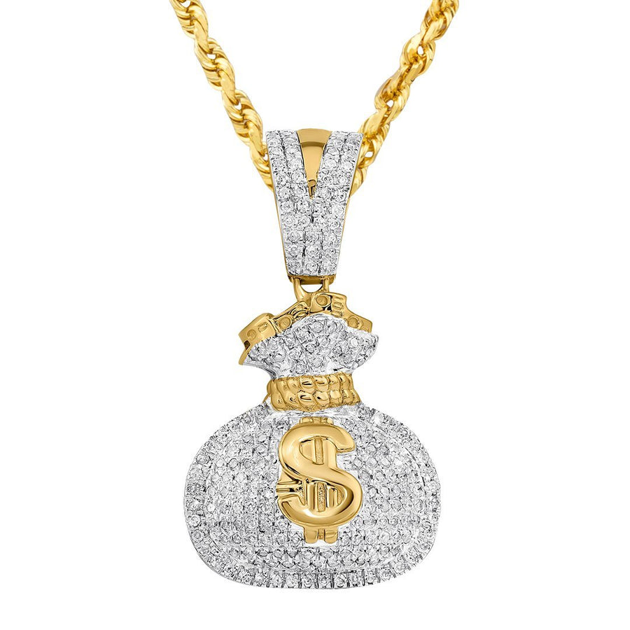10K Yellow Gold Diamond Money Bag Pendant 0.44 Ctw – Avianne Jewelers
