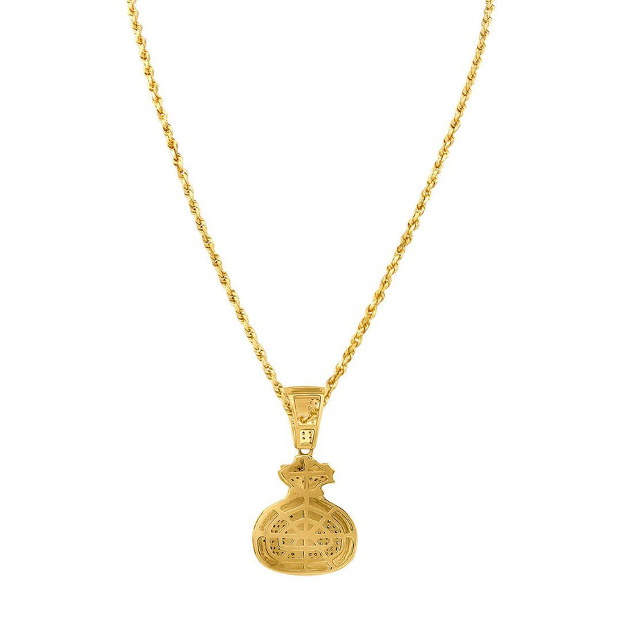 10K Yellow Gold Diamond Money Bag Pendant 0.44 Ctw