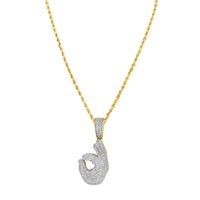 Thumbnail for 10K Yellow Gold Diamond Okay Hand Sign Pendant 0.35 Ctw