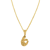 Thumbnail for 10K Yellow Gold Diamond Okay Hand Sign Pendant 0.35 Ctw