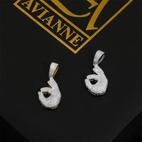 Thumbnail for 10K Yellow Gold Diamond Okay Hand Sign Pendant 0.35 Ctw