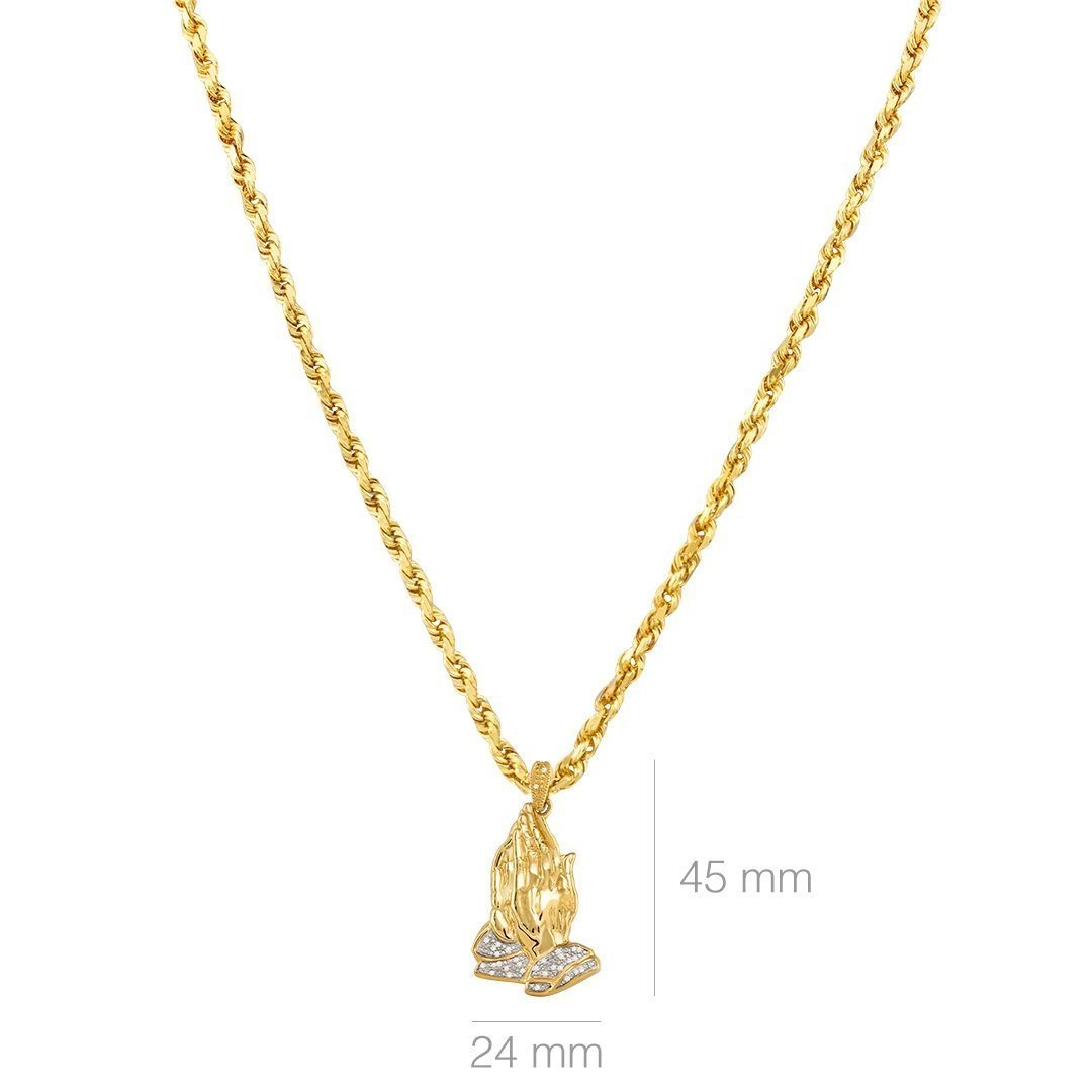 Yellow 10k Yellow Gold Diamond Praying Hands Pendant 0.12 Ctw