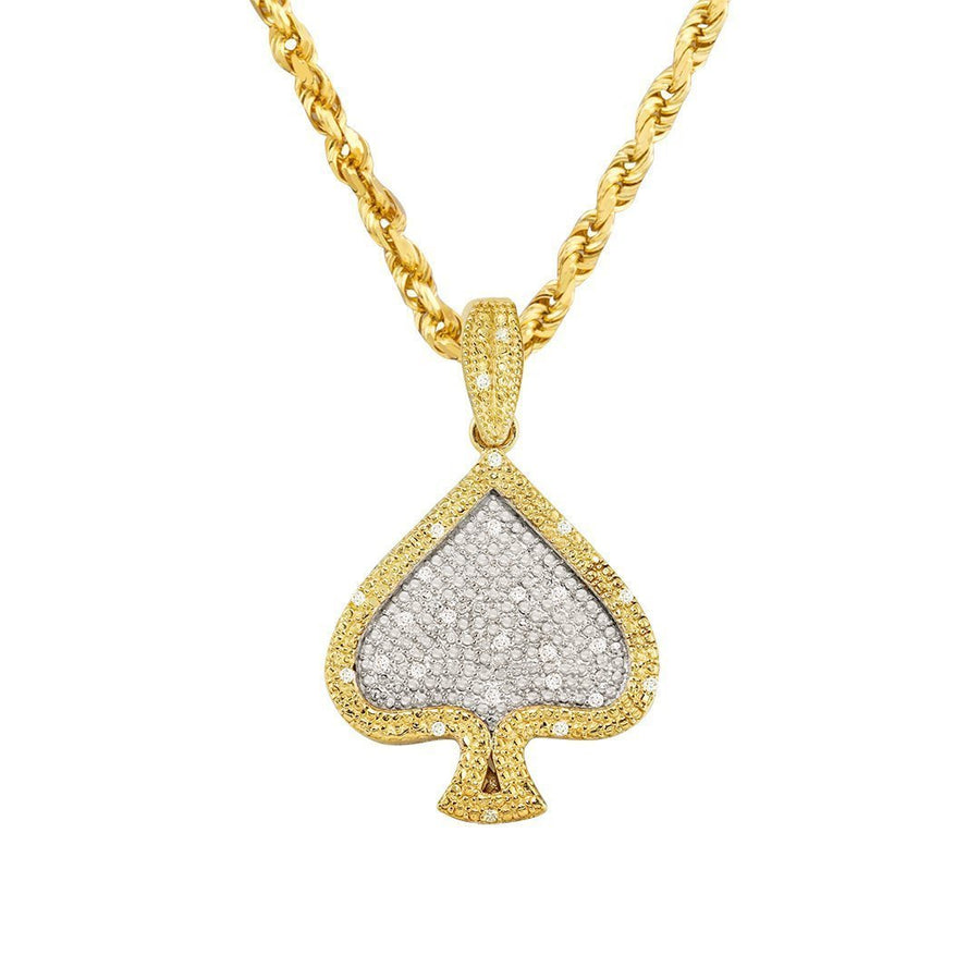 Yellow 10k Yellow Gold Diamond Spade Heart Pendant 0.10 Ctw