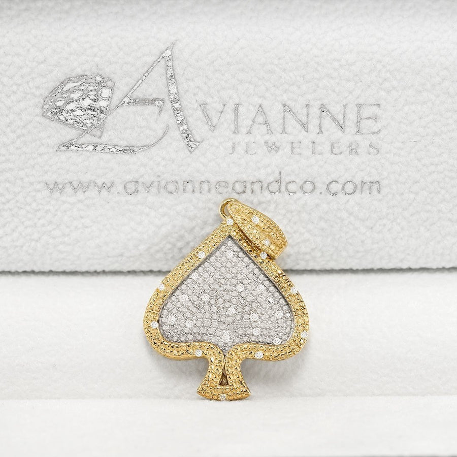 Yellow 10k Yellow Gold Diamond Spade Heart Pendant 0.10 Ctw