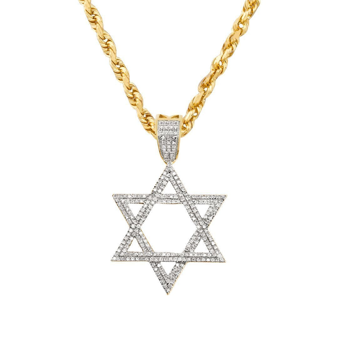 Yellow 10k Yellow Gold Diamond Star of David Pendant 0.48 Ctw